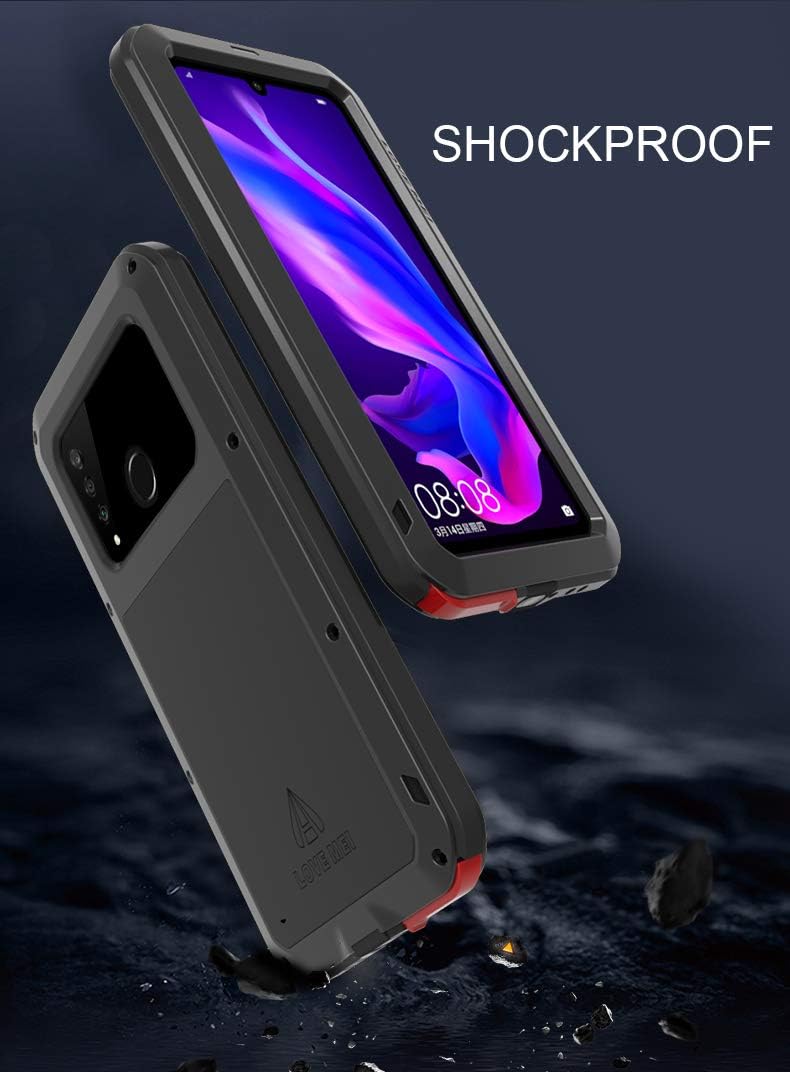 Fonrest Ganzkörper Hülle für Huawei P30 Lite, Love MEI 6,15-Zoll Schwerlast Hybride Aluminium Metall