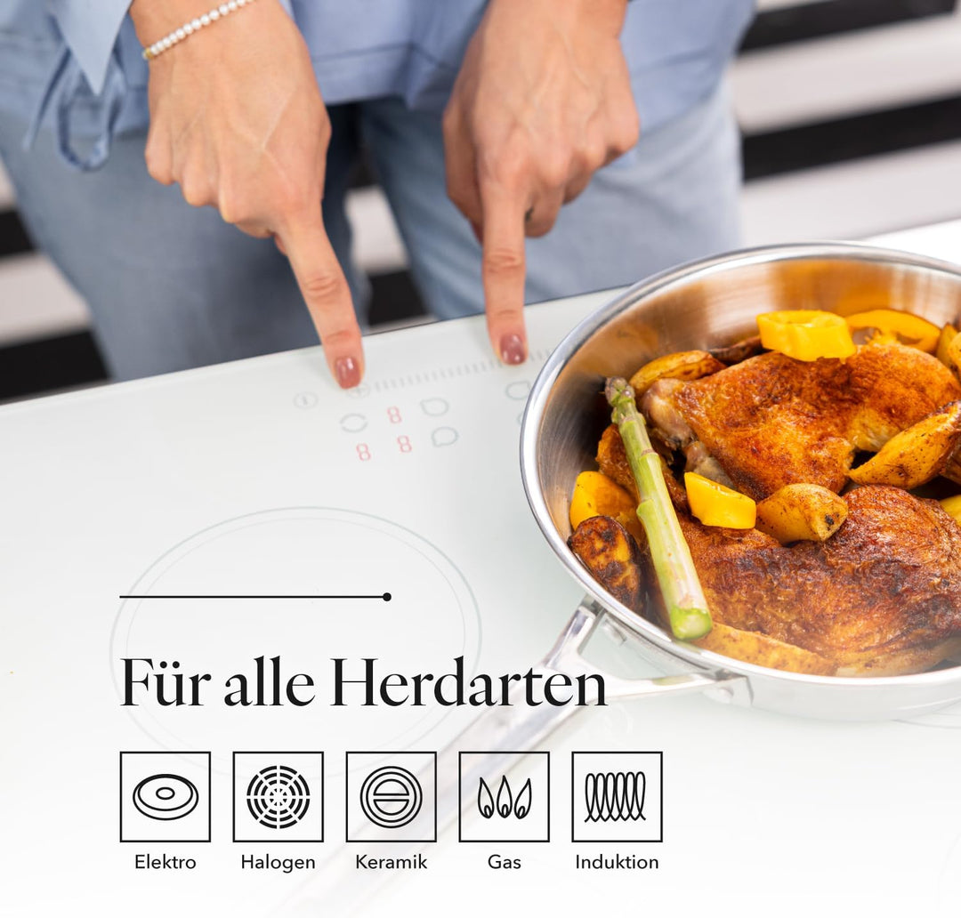 Florina Bratpfanne aus Edelstahl LUCIDA | 20 CM | 3-Schicht-Konstruktion | Aluminiumkern | Backofenf