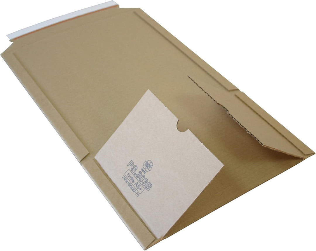 Universal Wickelverpackungen für DIN A4 aus Wellpappe Karton Gr. 302x215x20-75mm (PS.305) (50), 50