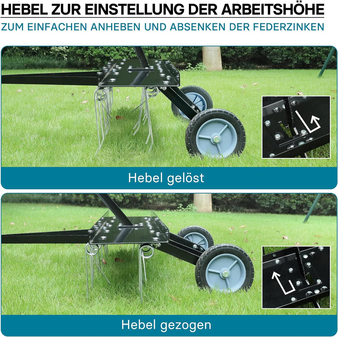 Vertikutierer für Aufsitzmäher mit 100cm Arbeitsbreite und 7" Gummireifen