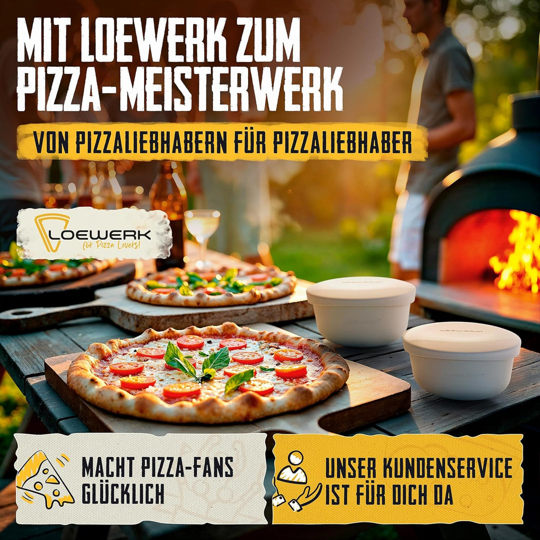 LOEWERK Pizzaballenbox mit Deckel [+ Teigspatel], 6er Set - Teiglinge leicht entnehmen - platzsparen