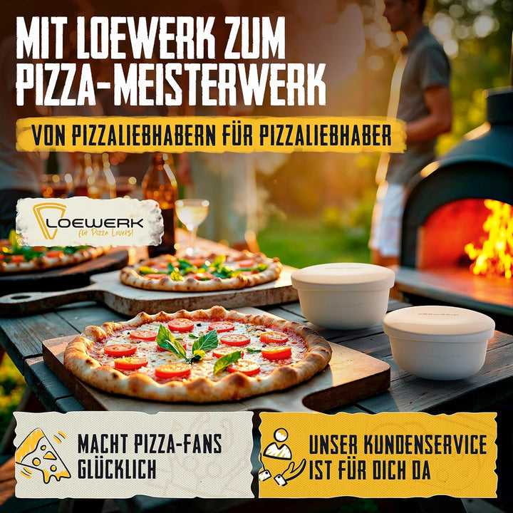 LOEWERK Pizzaballenbox mit Deckel [+ Teigspatel], 6er Set - Teiglinge leicht entnehmen - platzsparen