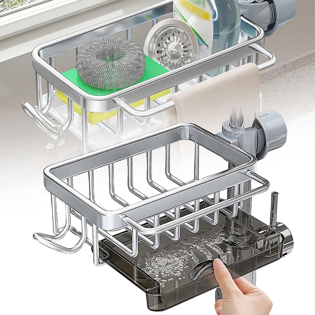 Wasserhahnhalter für Küchenspüle, multifunktionaler Wasserhahn-Ablauf-Organizer, Küchenspüle, Schwam