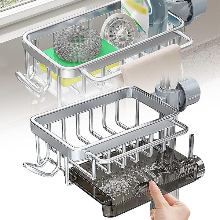 Wasserhahnhalter für Küchenspüle, multifunktionaler Wasserhahn-Ablauf-Organizer, Küchenspüle, Schwam