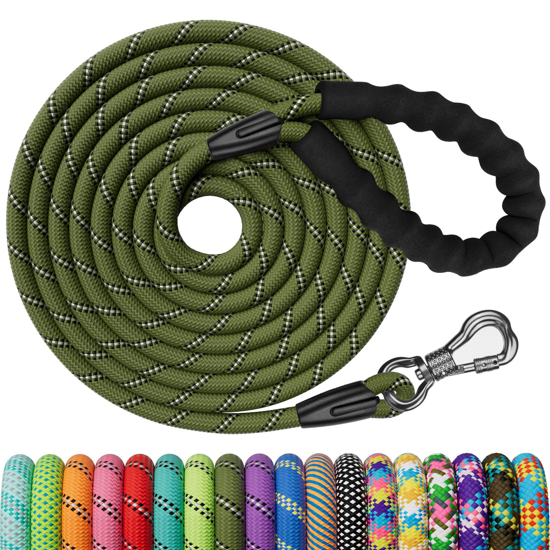 X XBEN Schleppleine, 3M 5M 6M 9M 10M 15M 20M 25M 30M Starke Hundeleine mit Bequemen Gepolsterter Gri