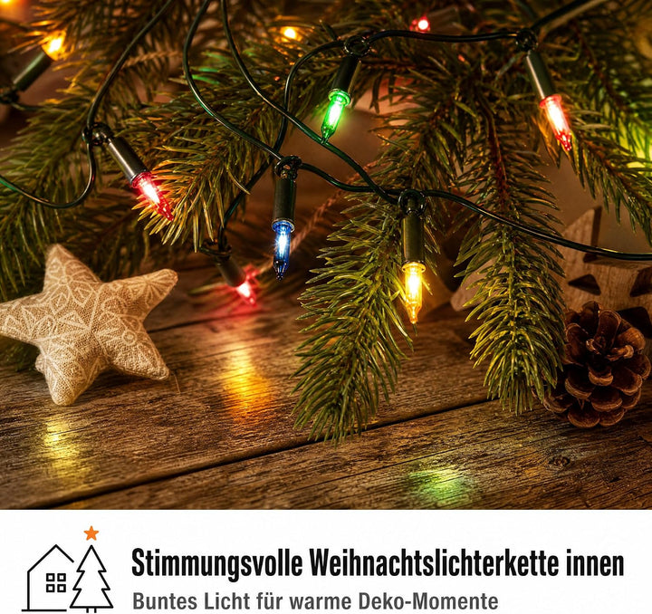 hellum Lichterkette innen mit 50 LED, mini Lichterkette bunte Lichter beleuchtete 7,35m, Lichterkett