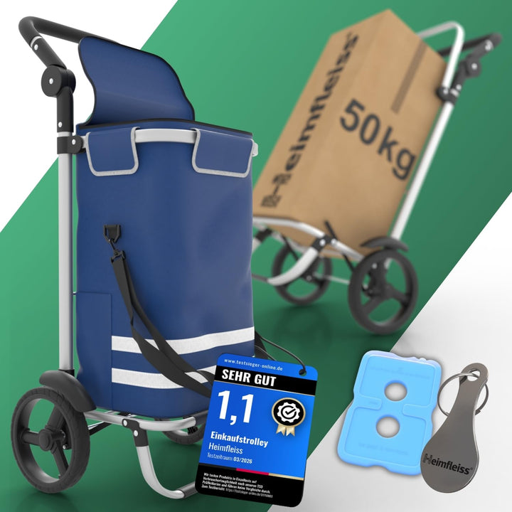 Heimfleiss® Einkaufswagen klappbar mit 56L Volumen | Einkaufstrolley klappbar mit 50kg Traglast | Le