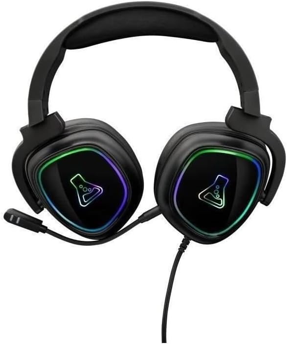 THE G-LAB - Korp Radium Gaming Headset mit abnehmbarem Mikrofon, Gaming Kopfhörer mit LED Licht, Gam