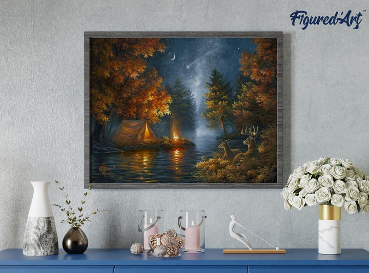 Figured'Art Malen Nach Zahlen Erwachsene Mit Rahmen Zelten unter dem Sternenhimmel - Paint by Number