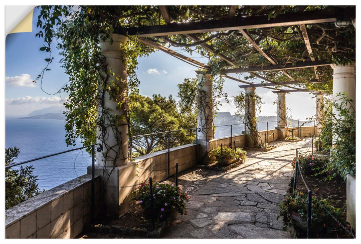 ARTland Wandbild selbstklebende Vinylfolie 90x60 cm Ausblick Meer Strand Küste Garten Villa Capri It