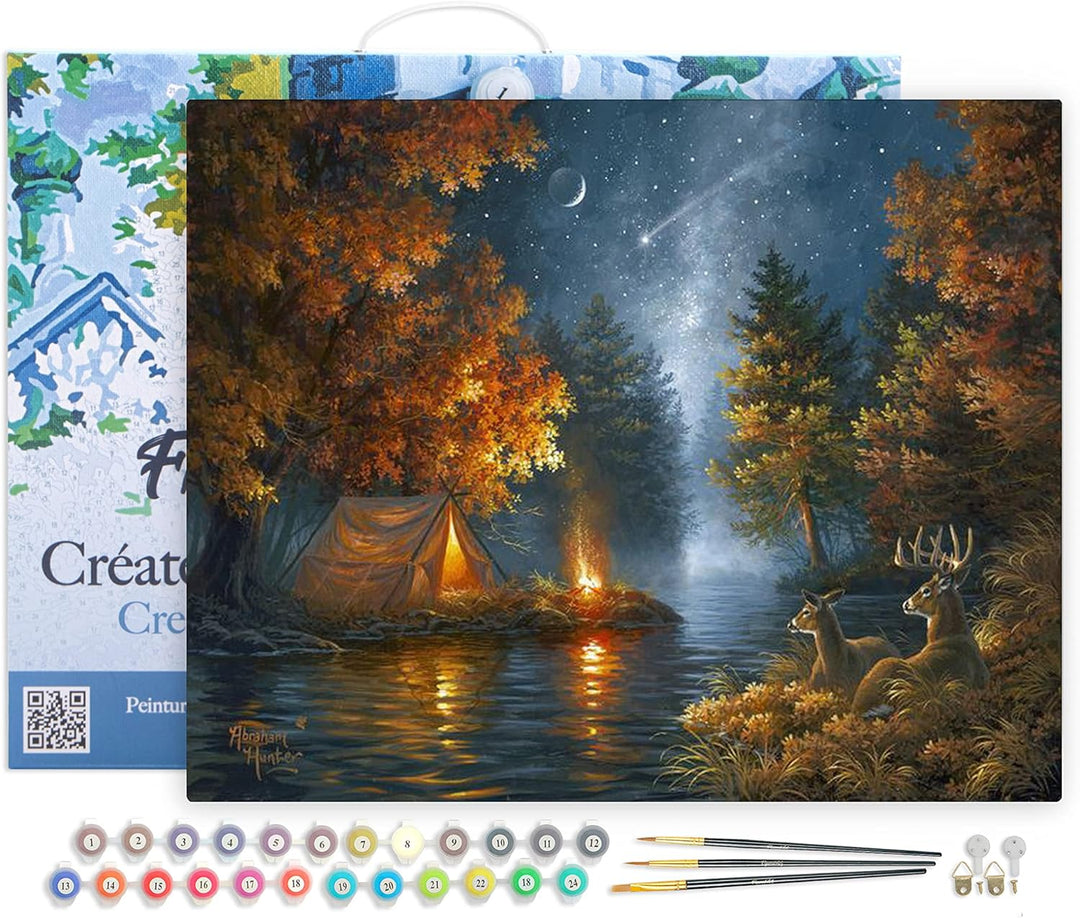 Figured'Art Malen Nach Zahlen Erwachsene Mit Rahmen Zelten unter dem Sternenhimmel - Paint by Number