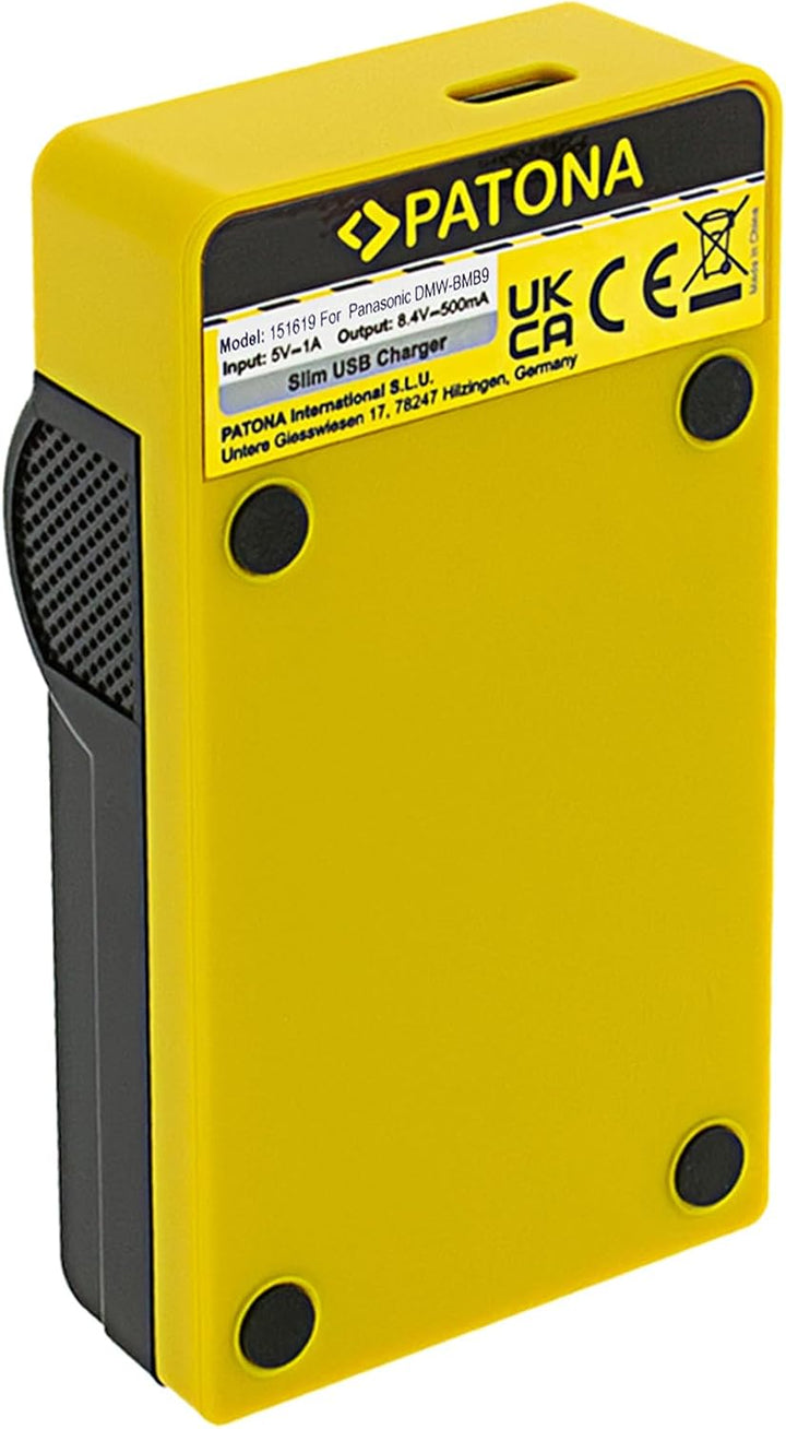 PATONA 2X Akku DMW-BMB9 mit Slim Ladegerät USB-C kompatibel mit Panasonic Lumix DC-FZ82 DC-FZ82D DC-