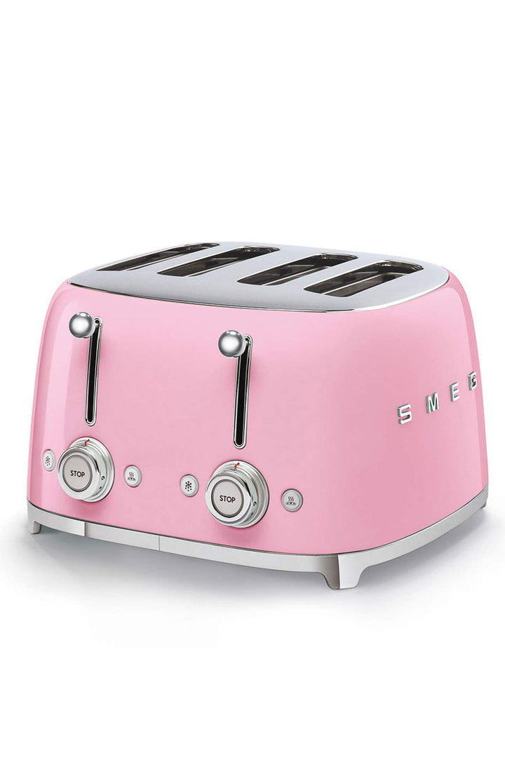 SMEG, 4-Schlitz-Toaster TSF03PKEU, 4 extra breite Toastschlitze, 2 x 6 Röstgradstufen, 2 x 3 Automat