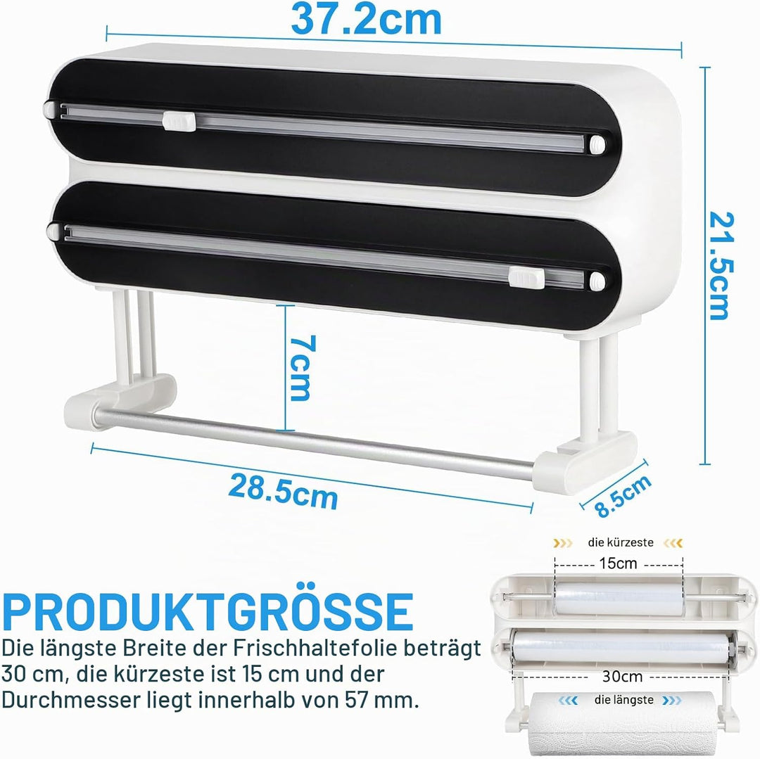 DBREAKS Wandrollenhalter Küche 3-in-1 Frischhaltefolienspender, küchenrollenhalter magnetisch, Frisc