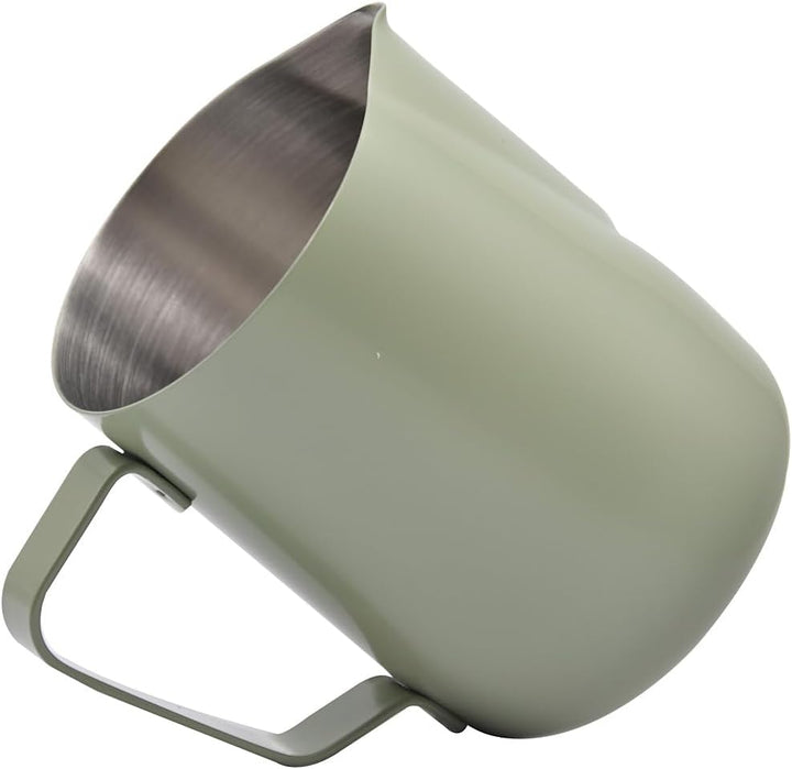 Espresso-Krug aus Edelstahl, zum Aufschäumen von Kaffee, Milch, Kaffee, Dampfkrug – Grün, 350 ml Grü