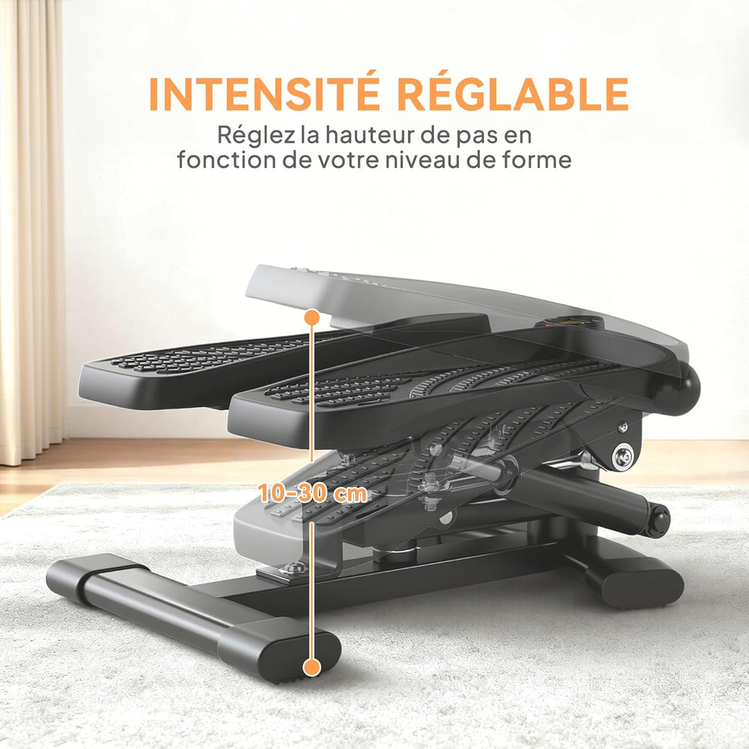 SPORTNOW Mini-Stepper Fitness, Stepper Torsionsscheibe Taille 2 in 1 übergrosse rutschfeste Pedale,
