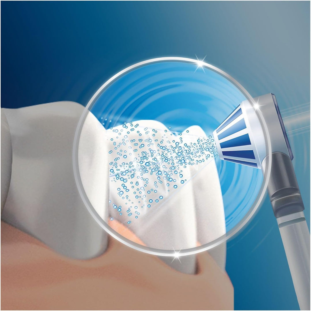 Oral-B OxyJet Reinigungssystem, mit Mikro-Luftblasen-Technologie, 4 Aufsteckdüsen, Weiss, Blau