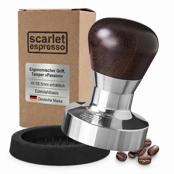 scarlet espresso | Tamper »Passion« für Barista; mit ergonomischem PVC- oder Edelholzgriff nach Wahl