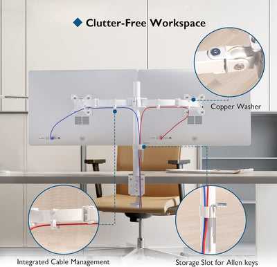 BONTEC Monitor Halterung 2 Monitore für 13-27 Zoll Flach & Curved Bildschirm, Monitor Tischhalterung