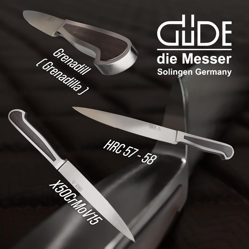 GÜDE Solingen - Zubereitungsmesser geschmiedet, 16 cm, Grenadill, DELTA, Küchenmesser, Handmade Germ