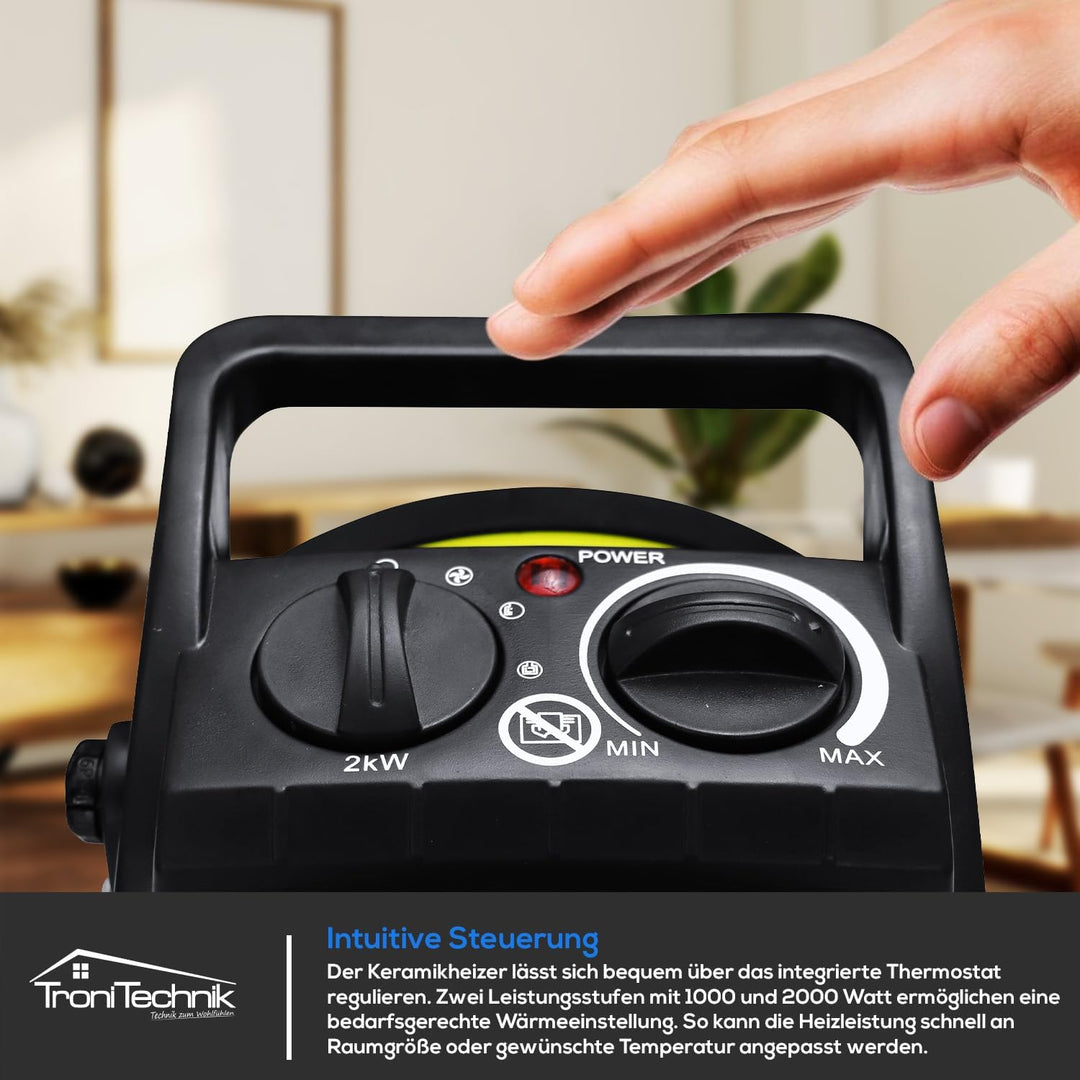 Tronitechnik® 2000 Watt Elektroheizer Heizlüfter Bauheizer Keramik Heizstrahler elektrisch Heizgerät