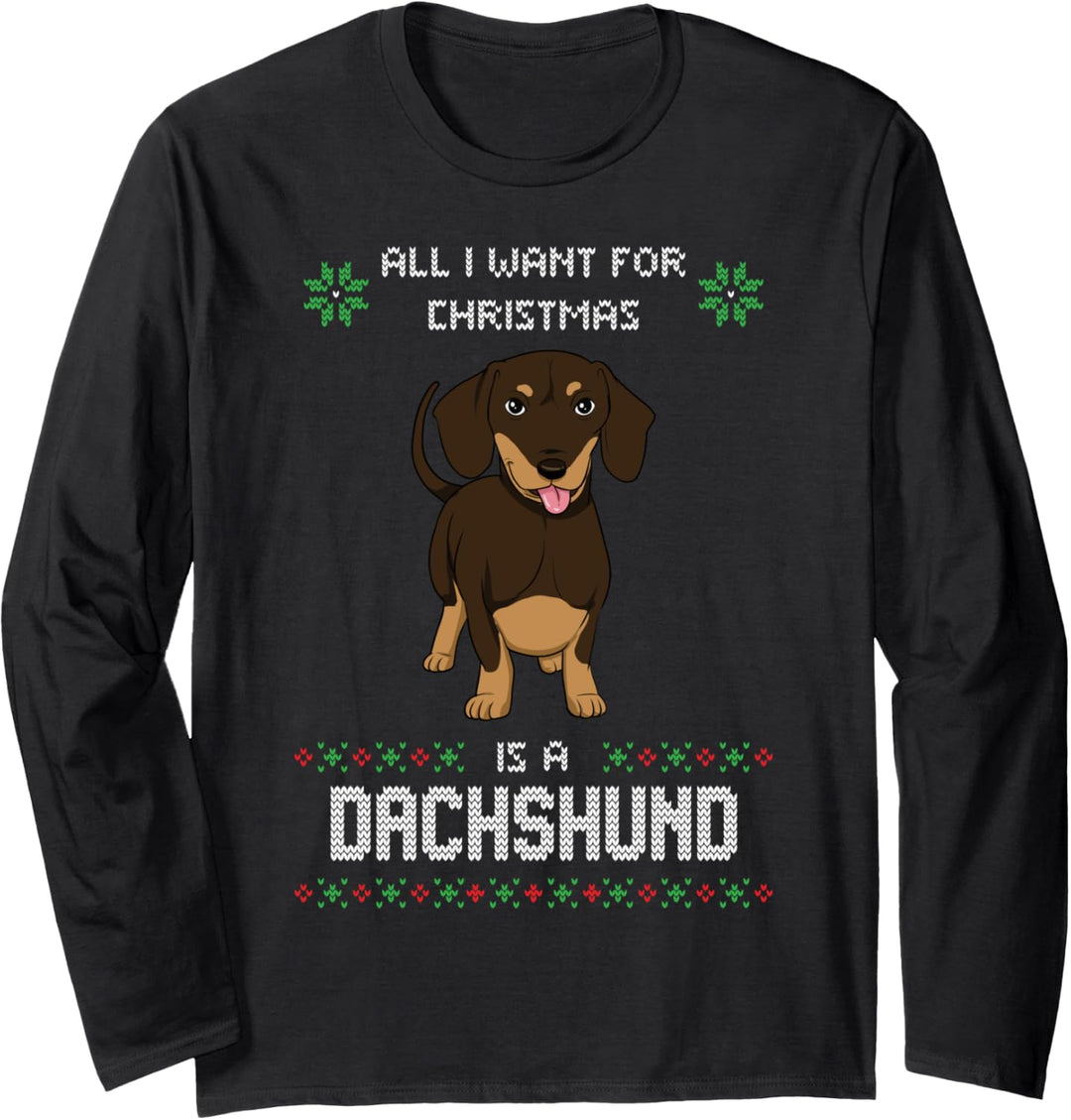 Ugly Christmas Sweater Dackel Hund Weihnachten Langarmshirt