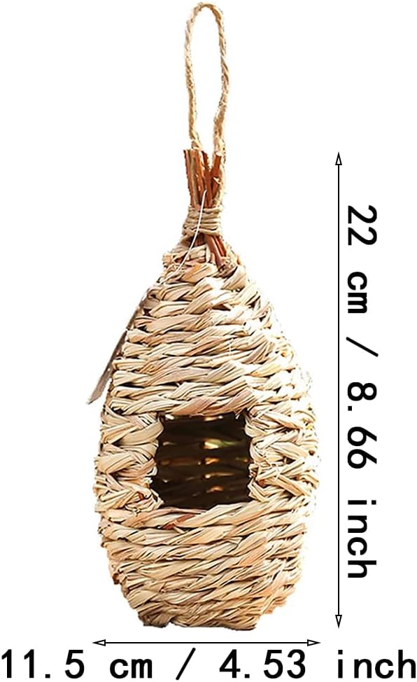 2 Stück Vogelnester, Verschleissfest Hängender Vogelnest, Vogelnest Gras, Handgewebte Vogelhäuser, G