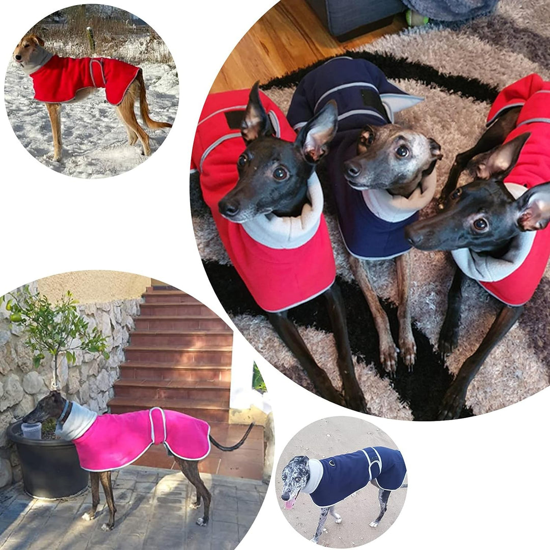 Geyecete Fleece Hundemantel Pullover für Windhunde,Whippet winterjacken Rollkragen Warmes Verstellba