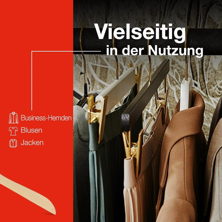 MAWA Kleiderbügel aus Holz, Set aus 10 platzsparende Kleiderbügel aus FSC®-zertifiziertem Buchenholz