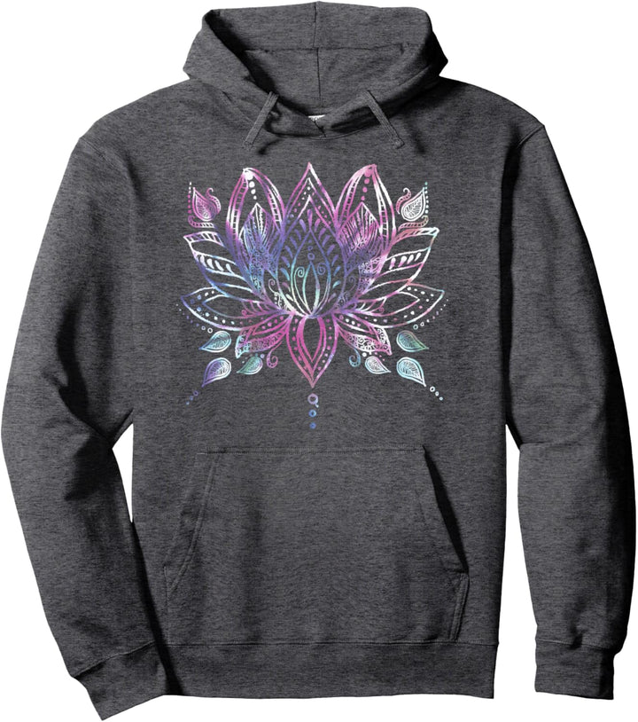 White Henna Lotus Yoga Bohemian C2 Pullover Hoodie
