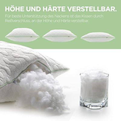 Kopfkissen 40 x 80 Aloe Vera - Kühl im Sommer, Warm im Winter - No.1. Seitenschläfer Kissen mit beru