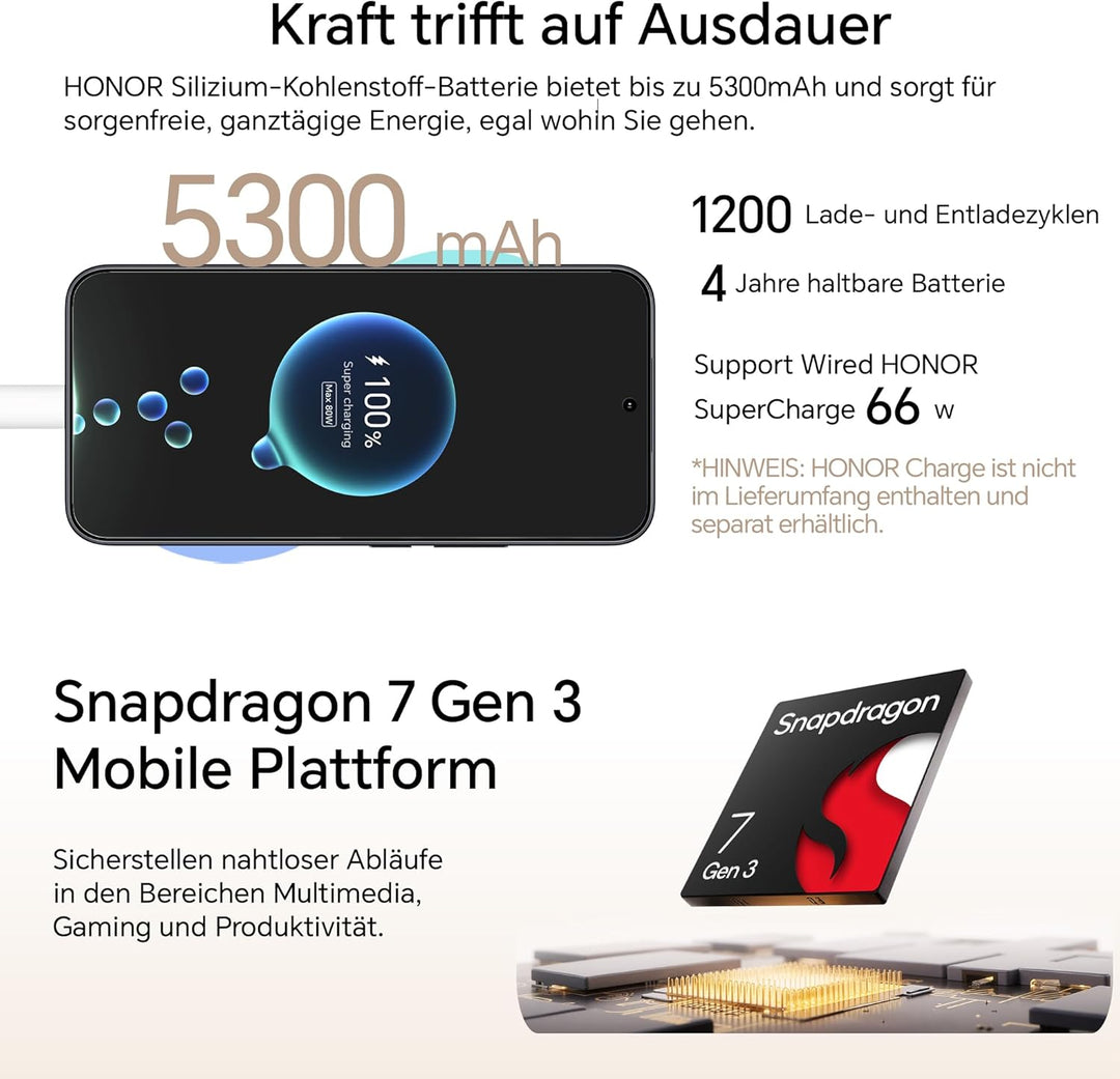 HONOR 400 Smartphone 5G, 256GB/8GB RAM, Simlockfrei Android-Handy (200MP AI-Kamer, 6,55 Zoll AMOLED