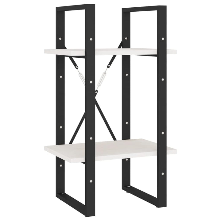 Bussandri Exclusive - Bücherregal 2 Fächer Weiss 40x30x70 cm Kiefer Massivholz