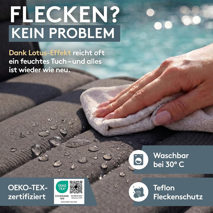 LILENO HOME Gartenstuhl Auflagen als [1er Set - Niedriglehner] in Anthrazit - Bequeme Liegen als Sit