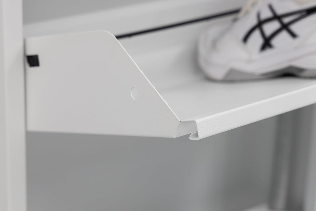 furni24 Schuhschrank Schmal – Platzsparender Metall-Schrank mit Magnetklappen, Platz für 8-12 Paar S
