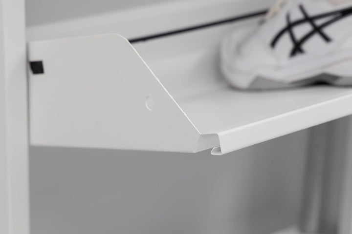 furni24 Schuhschrank Schmal – Platzsparender Metall-Schrank mit Magnetklappen, Platz für 8-12 Paar S