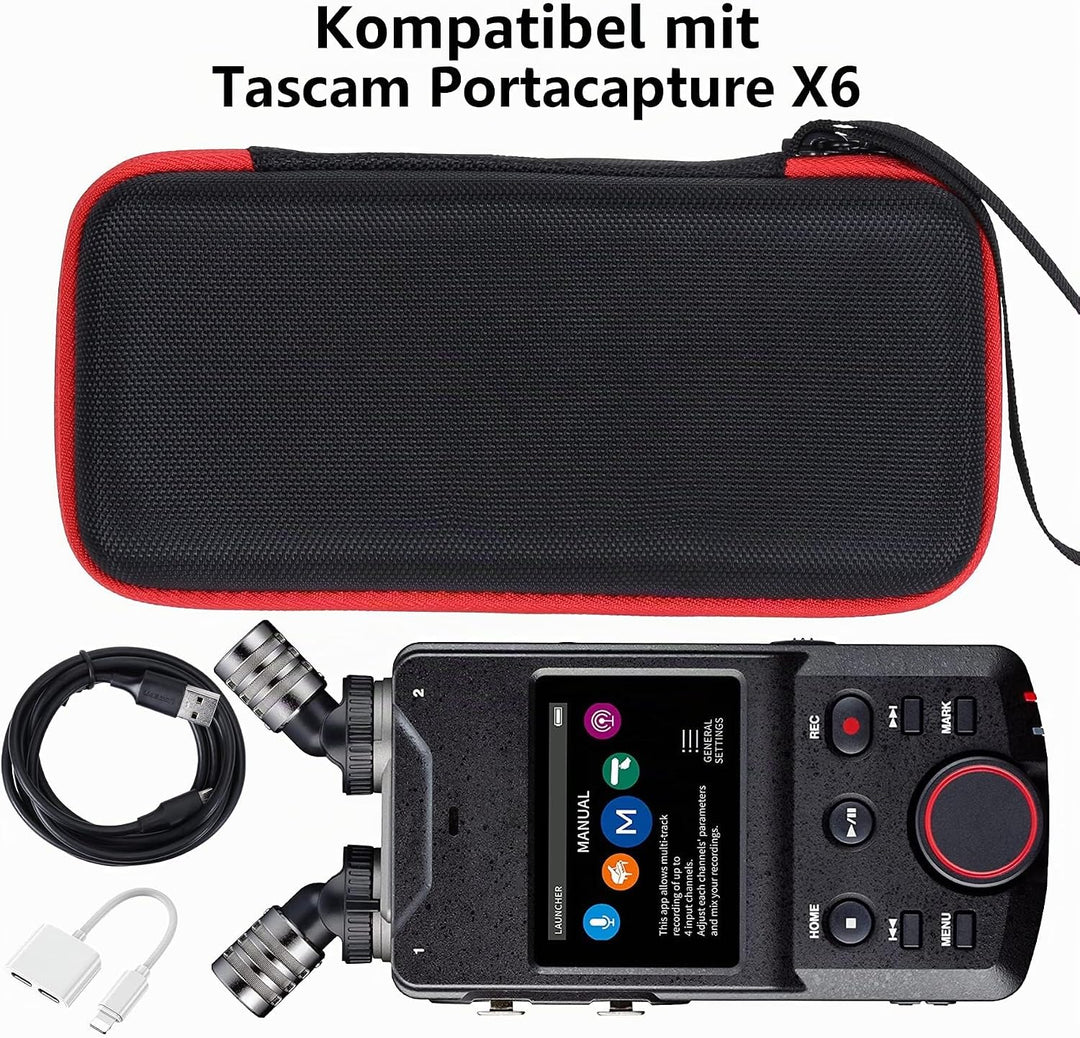 co2CREA Hart Reise Schutz Hülle Etui Tasche für TASCAM Portacaputre X6 Portabler 4+2 Spur High Resol