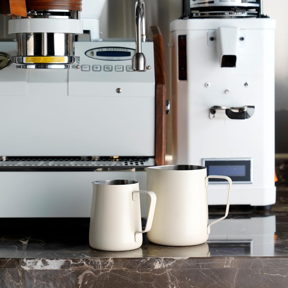 watchget Milchaufschäumkrug, 600 ml, Edelstahl, Espresso-Krug für Cappuccino und Latte Art, Cremewei