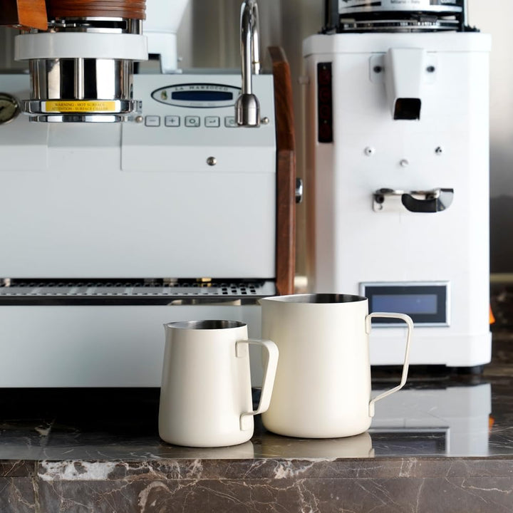 watchget Milchaufschäumkrug, 600 ml, Edelstahl, Espresso-Krug für Cappuccino und Latte Art, Cremewei