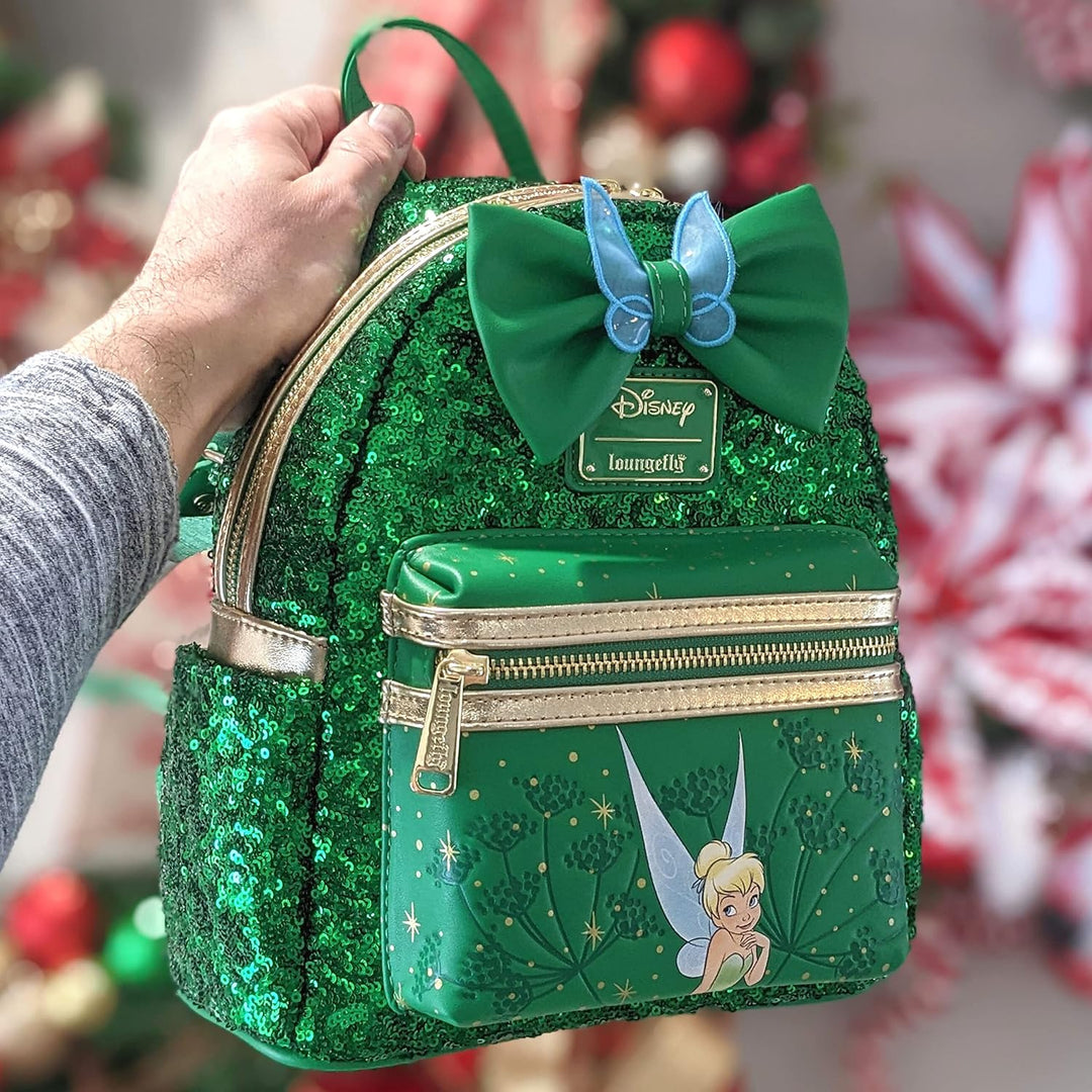 Loungefly Tinkerbell Mini-Schultertasche, mit Pailletten, Grün, Grün