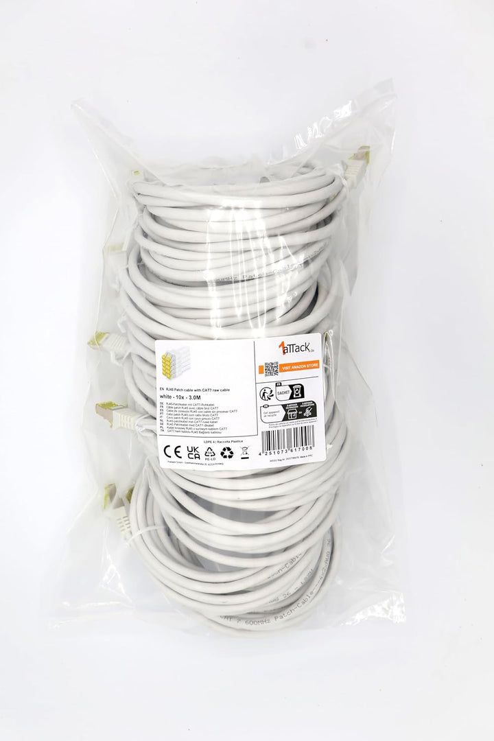 Cat.7 Netzwerkkabel 3m Weiss 10 Stück Cat7 Ethernetkabel Netzwerk LAN Kabel Rohkabel 10 Gb s SFTP PI
