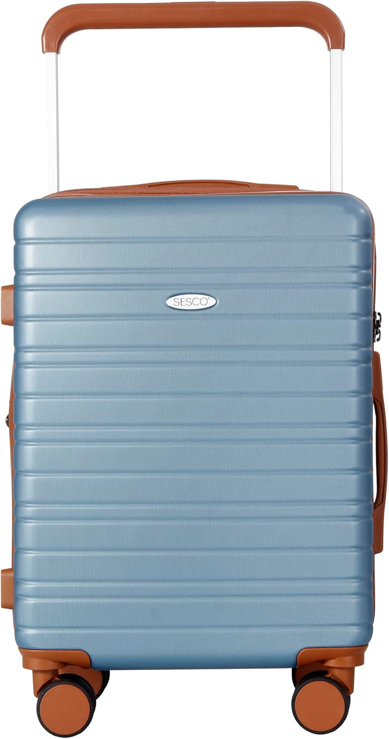 SESCO Reisekoffer Premium-Kofferset 3tlg. Koffer Trolleys Handgepäck Set, breiter Griff, TSA (blau/b