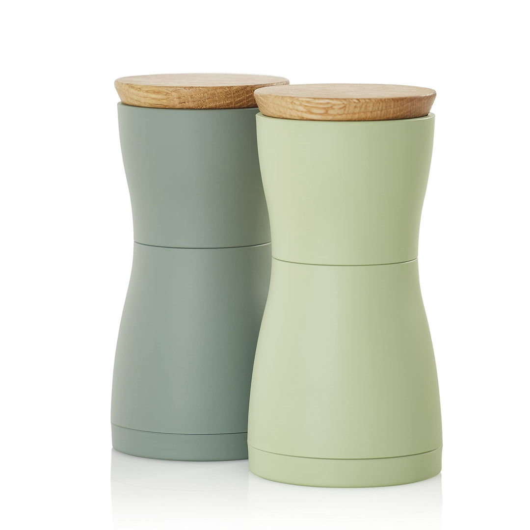 AdHoc MP129 Set Pfeffer- und Salzmühle Twin, CeraCut® Keramik Mahlwerk, dark green&light green, Dark