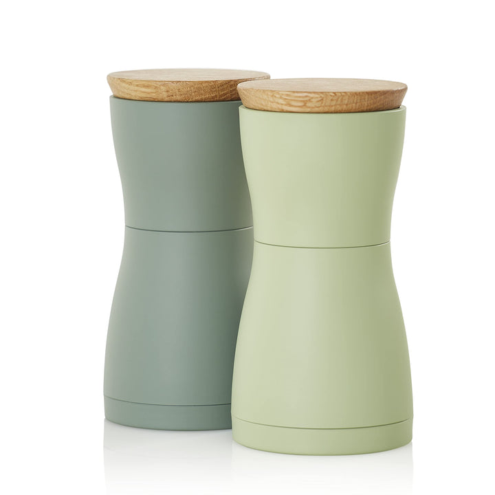 AdHoc MP129 Set Pfeffer- und Salzmühle Twin, CeraCut® Keramik Mahlwerk, dark green&light green, Dark
