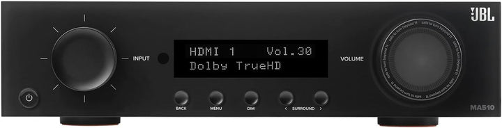 JBL AV-Receiver MA510 5.1 Kanäle Klasse D 8K Bluetooth, 100 W, HDMI, Dolby und DTS-Dekodierung, Schw