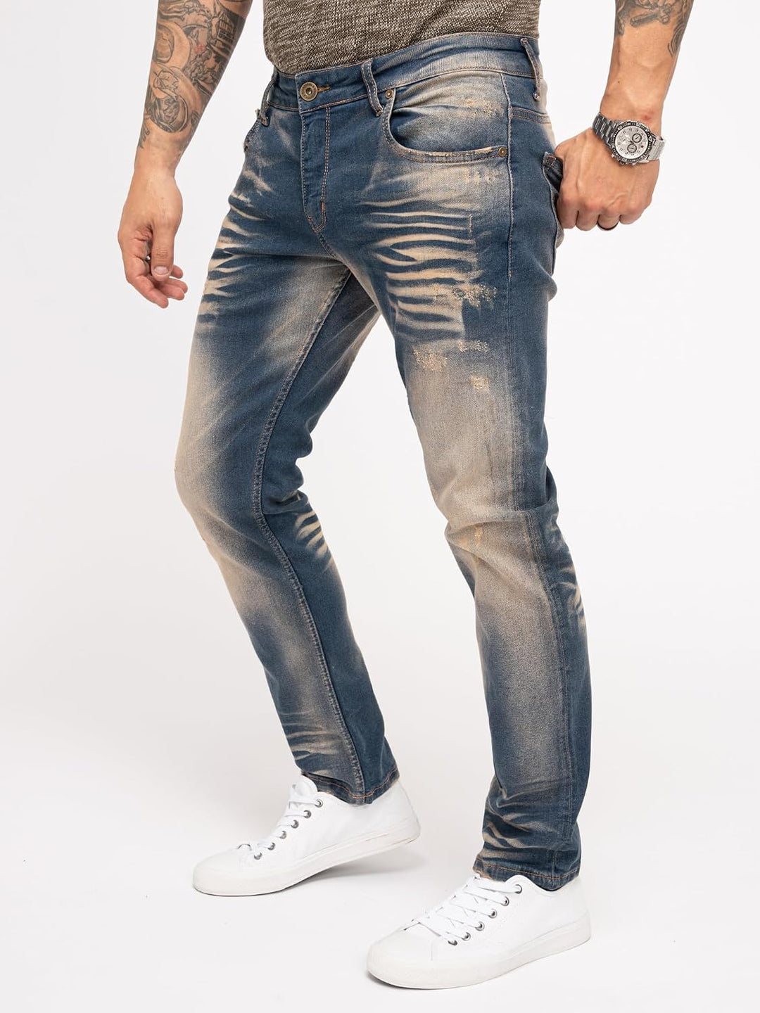 Rock Creek Herren Jeans Hose Denim Stretch Regular Fit Jeanshose Stonewashed W29-W44 36W / 30L Rc-31