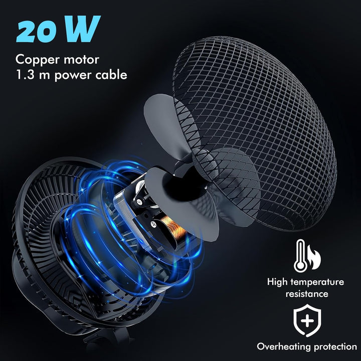 LTPAG Grow Ventilator mit Clip 20W, Oszillierend Leise Klein for Growzelt, 2 Geschwindigkeitsstufen,