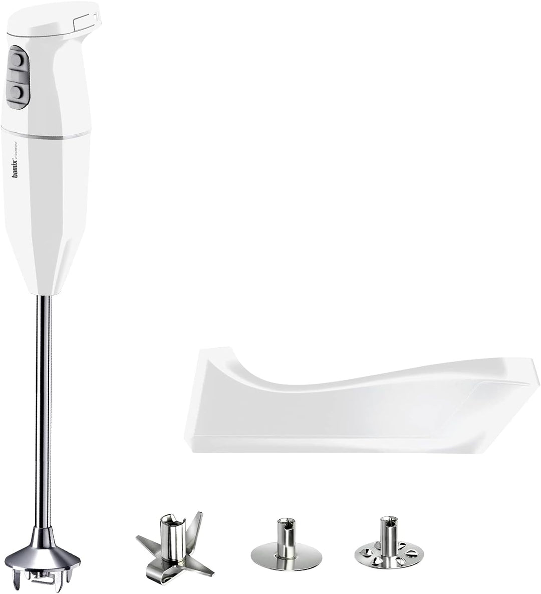 bamix Stabmixer Set cordless PRO kabellos, extra lange Achse, inkl. Messer, Quirl, Schlagscheibe aus