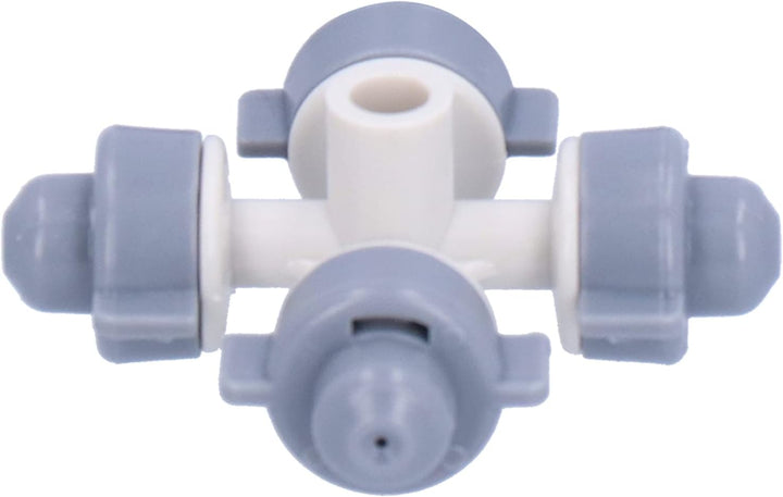 50 Set 4 Wege Nebeldüse, Mikro Zerstäuber Sprinkler Kopf, Kunststoff Gartenbewässerungs Tropfsprühdü