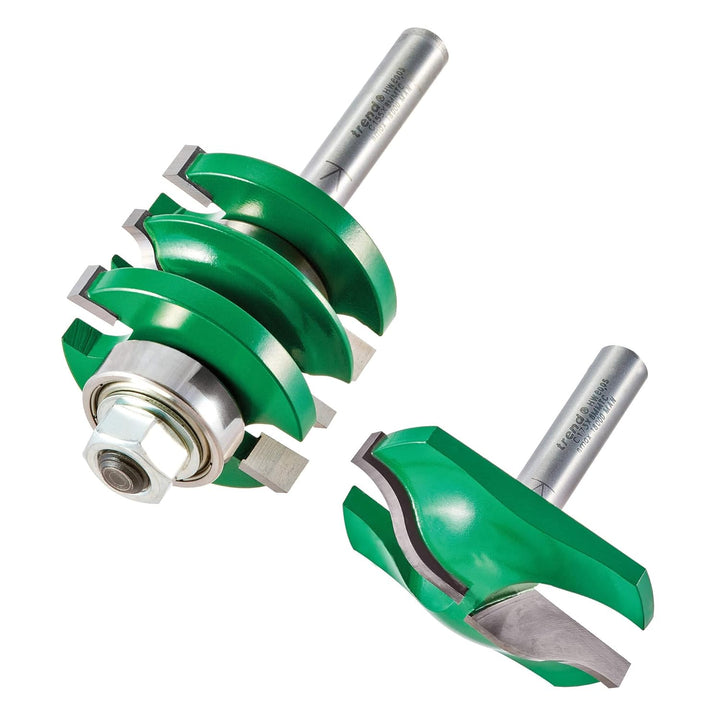 Trend Panel Door Set Ogee, bestehend aus einem Easyset Profile Scriber und Panel Raiser Cutter. Wird